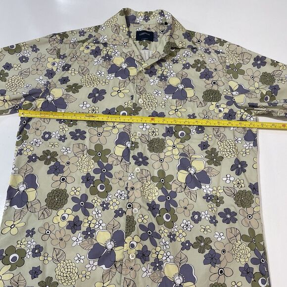 LORENZINI Men's Modern Fit Shirt S Button Down Abstract Floral Merate Italy - Picture 6 of 7